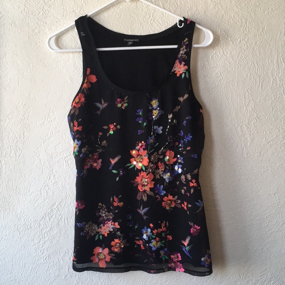 Express Tops - Floral embellished tank